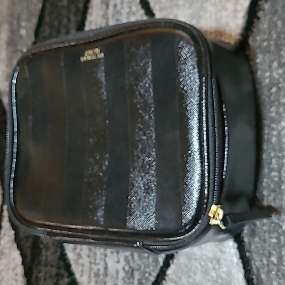 Victoria Secret Signature Black Stripes Make-up Case & Small Pouch - Picture 8 of 16